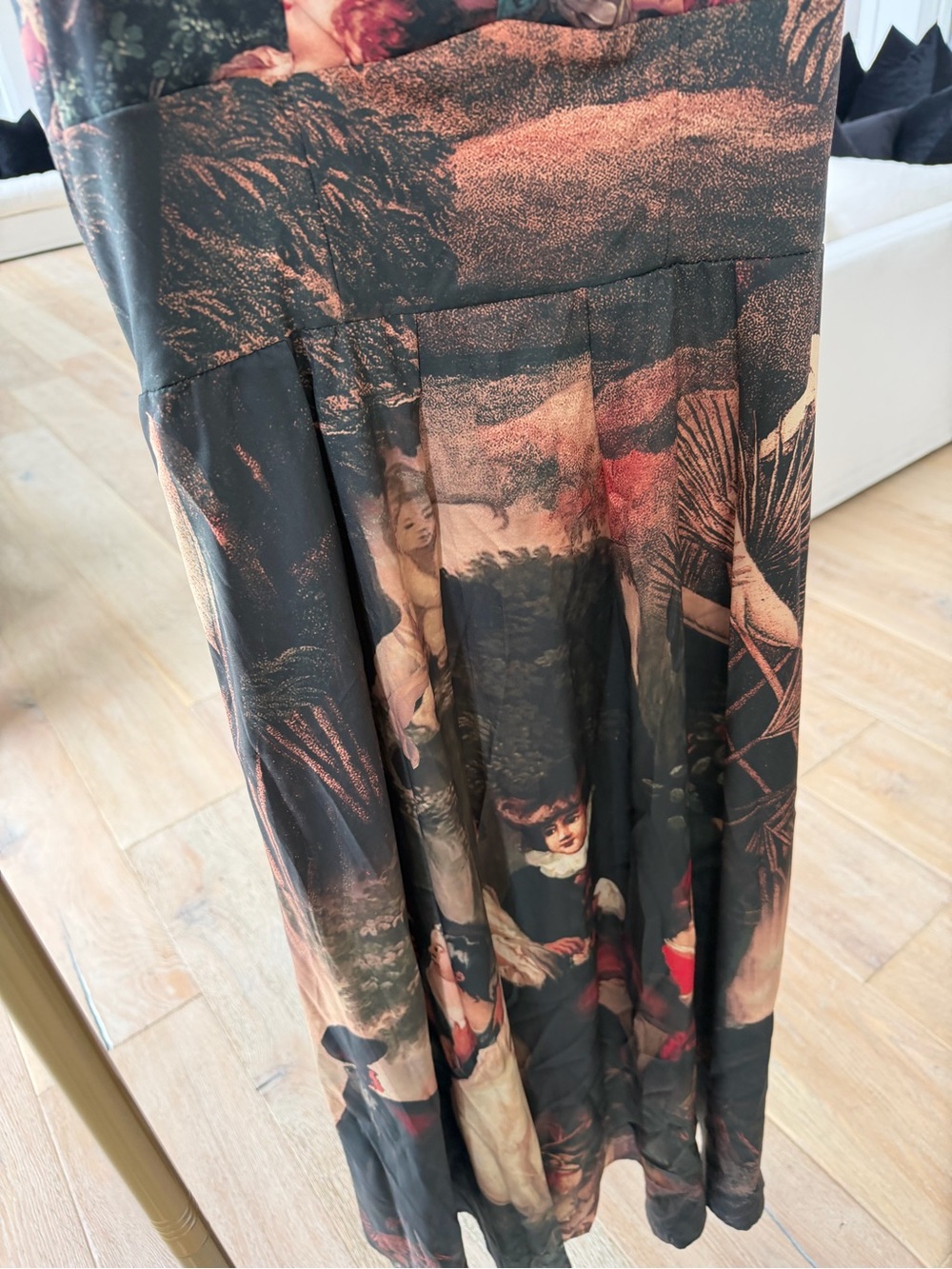 Floral Renaissance Print Midi Dress - Black & Burgundy - Picture 4 of 9
